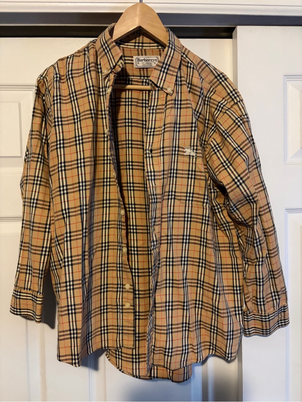 Burberry Tan Plaid Button-Down Dress Shirt